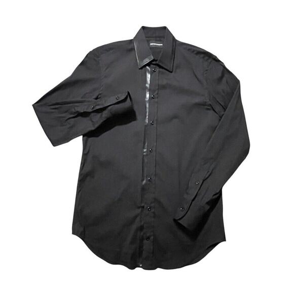 Emporio Armani Dress Shirt Mens Size 38/15 Black Button Up Tuxedo